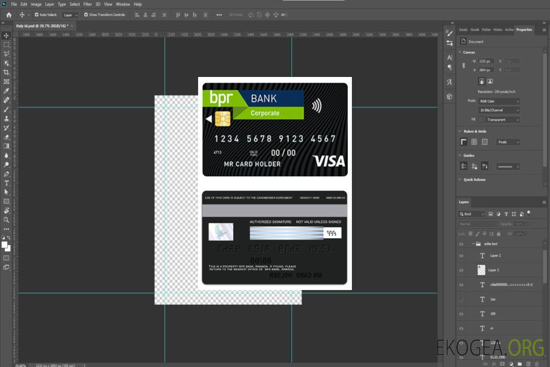 Carte visa d'entreprise de la Rwanda BPR Bank template Carte visa d'entreprise de la Rwanda BPR Bank template